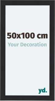 Fotolijst 50x100 cm - Zwart - Houtnerf - MDF - Como Zwart Houtnerf