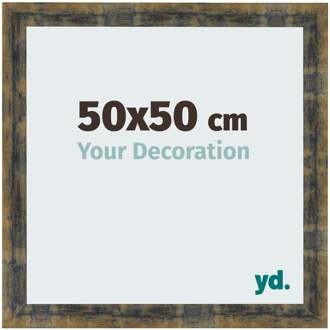 Fotolijst 50x50 cm - Blauw Goud Gemeleerd - MDF - Pisa