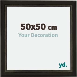 Fotolijst 50x50cm Zwart Goud Geveegd Hout Sheffield - 50x50 cm