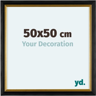Fotolijst 50x50cm Zwart Goud Hout Lincoln - 50x50 cm