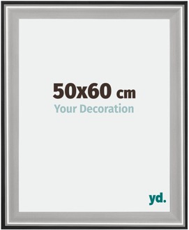 Fotolijst 50x60 cm - Zwart Zilver Gepolijst - Hout - Birmingham