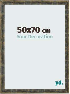 Fotolijst 50x70 cm - Blauw Goud Gemeleerd - MDF - Pisa