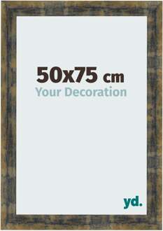 Fotolijst 50x75 cm - Blauw Goud Gemeleerd - MDF - Pisa