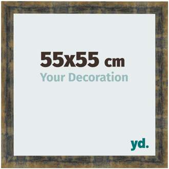 Fotolijst 55x55 cm - Blauw Goud Gemeleerd - MDF - Pisa