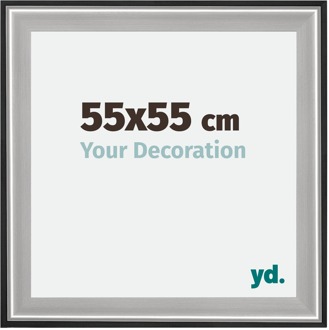 Fotolijst 55x55 cm - Zwart Zilver Gepolijst - Hout - Birmingham