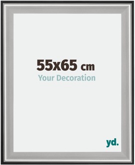 Fotolijst 55x65 cm - Zwart Zilver Gepolijst - Hout - Birmingham