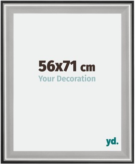 Fotolijst 56x71 cm - Zwart Zilver Gepolijst - Hout - Birmingham