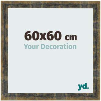 Fotolijst 60x60 cm - Blauw Goud Gemeleerd - MDF - Pisa