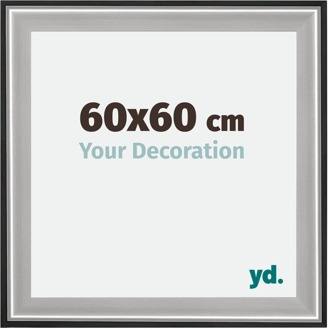 Fotolijst 60x60 cm - Zwart Zilver Gepolijst - Hout - Birmingham