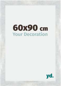 Fotolijst 60x90 cm - Zilver Glanzend Vintage - MDF - Mura