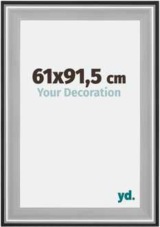 Fotolijst 61x91,5 cm - Zwart Zilver Gepolijst - Hout - Birmingham - 61x91.5 cm