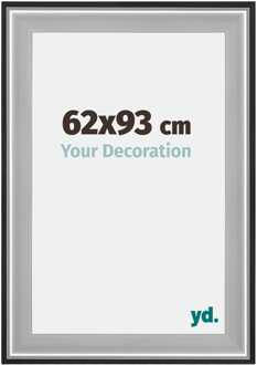 Fotolijst 62x93 cm - Zwart Zilver Gepolijst - Hout - Birmingham