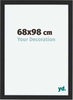 Fotolijst 68x98 cm - Zwart - Houtnerf - MDF - Como Zwart Houtnerf