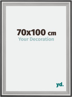 Fotolijst 70x100 cm - Zwart Zilver Gepolijst - Hout - Birmingham