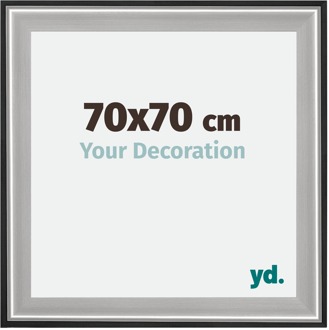 Fotolijst 70x70 cm - Zwart Zilver Gepolijst - Hout - Birmingham