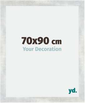 Fotolijst 70x90 cm - Zilver Glanzend Vintage - MDF - Mura