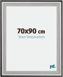 Fotolijst 70x90 cm - Zwart Zilver Gepolijst - Hout - Birmingham