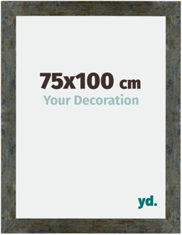 Fotolijst 75x100 cm - Blauw Goud Gemeleerd - MDF - Mura