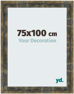 Fotolijst 75x100 cm - Blauw Goud Gemeleerd - MDF - Pisa