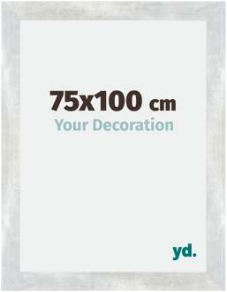 Fotolijst 75x100 cm - Zilver Glanzend Vintage - MDF - Mura