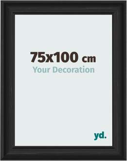 Fotolijst 75x100 cm - Zwart Houtnerf - MDF - Lazio