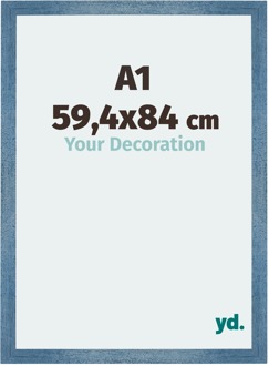 Fotolijst A1 - 59,4x84 cm - Helder Blauw Geveegd - MDF - Mura - 59.4x84 cm