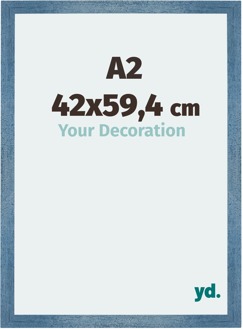 Fotolijst A2 - 42x59,4 cm - Helder Blauw Geveegd - MDF - Mura - 42x59.4 cm