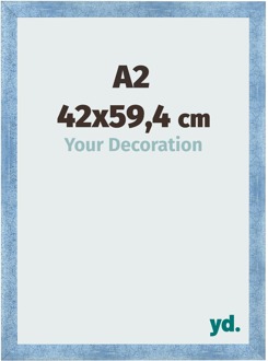 Fotolijst A2 - 42x59,4 cm - Helder Blauw Geveegd - MDF - Pisa - 42x59.4 cm