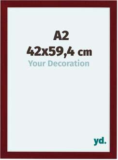 Fotolijst A2 - 42x59,4 cm - Wijnrood Geveegd - MDF - Como - 42x59.4 cm
