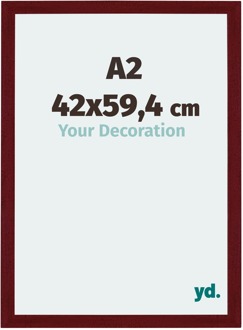 Fotolijst A2 - 42x59,4 cm - Wijnrood Geveegd - MDF - Mura - 42x59.4 cm