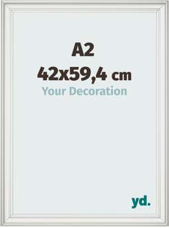 Fotolijst A2 - 42x59,4 cm - Wit Geveegd - MDF - Lazio - 42x59.4 cm