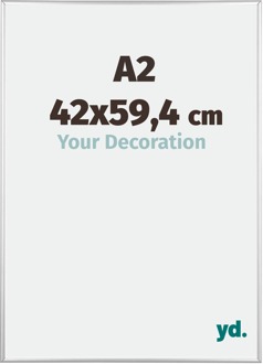 Fotolijst A2 - 42x59,4 cm - Zilver Hoogglans - Aluminium - Kent - 42x59.4 cm