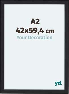 Fotolijst A2 - 42x59,4 cm - Zwart - Houtnerf - MDF - Como Zwart Houtnerf - 42x59.4 cm