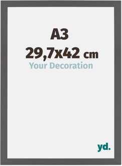 Fotolijst A3 - 29,7x42 cm - Antraciet - MDF - Mura - 29.7x42 cm