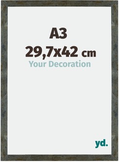 Fotolijst A3 - 29,7x42 cm - Blauw Goud Gemeleerd - MDF - Mura - 29.7x42 cm