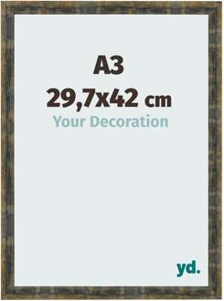 Fotolijst A3 - 29,7x42 cm - Blauw Goud Gemeleerd - MDF - Pisa - 29.7x42 cm