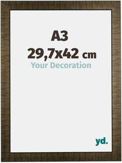 Fotolijst A3 - 29,7x42 cm - Champagne Geborsteld - Hout - Leeds - 29.7x42 cm