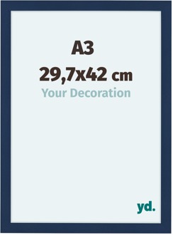 Fotolijst A3 - 29,7x42 cm - Donkerblauw Geveegd - MDF - Como - 29.7x42 cm