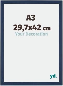 Fotolijst A3 - 29,7x42 cm - Donkerblauw Geveegd - MDF - Mura - 29.7x42 cm