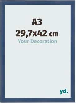 Fotolijst A3 - 29,7x42 cm - Donkerblauw Geveegd - MDF - Pisa - 29.7x42 cm