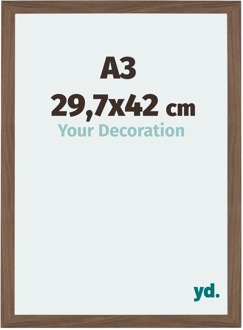 Fotolijst A3 - 29,7x42 cm - Walnoot Donker - MDF - Mura - 29.7x42 cm