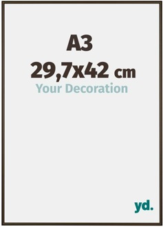 Fotolijst A3 - 29,7x42 cm - Walnoot Structuur - Aluminium - New York - 29.7x42 cm