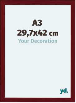 Fotolijst A3 - 29,7x42 cm - Wijnrood Geveegd - MDF - Como - 29.7x42 cm