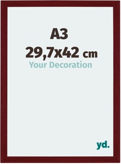 Fotolijst A3 - 29,7x42 cm - Wijnrood Geveegd - MDF - Mura - 29.7x42 cm