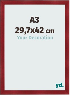 Fotolijst A3 - 29,7x42 cm - Wijnrood Geveegd - MDF - Pisa - 29.7x42 cm