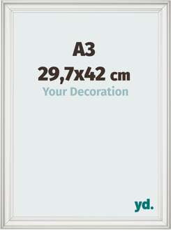 Fotolijst A3 - 29,7x42 cm - Wit Geveegd - MDF - Lazio - 29.7x42 cm