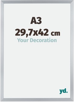 Fotolijst A3 - 29,7x42 cm - Zilver Glans - MDF - Catania - 29.7x42 cm