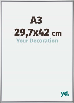 Fotolijst A3 - 29,7x42 cm - Zilver Hoogglans - Kunststof - Annecy - 29.7x42 cm