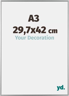 Fotolijst A3 - 29,7x42 cm - Zilver Hoogglans - Kunststof - Evry - 29.7x42 cm