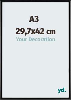 Fotolijst A3 - 29,7x42 cm - Zwart - Aluminium - Aurora Zwart Mat - 29.7x42 cm